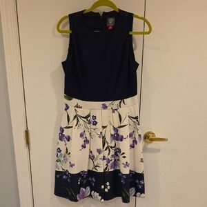 Vince Camuto Black and Floral Mini Dress
